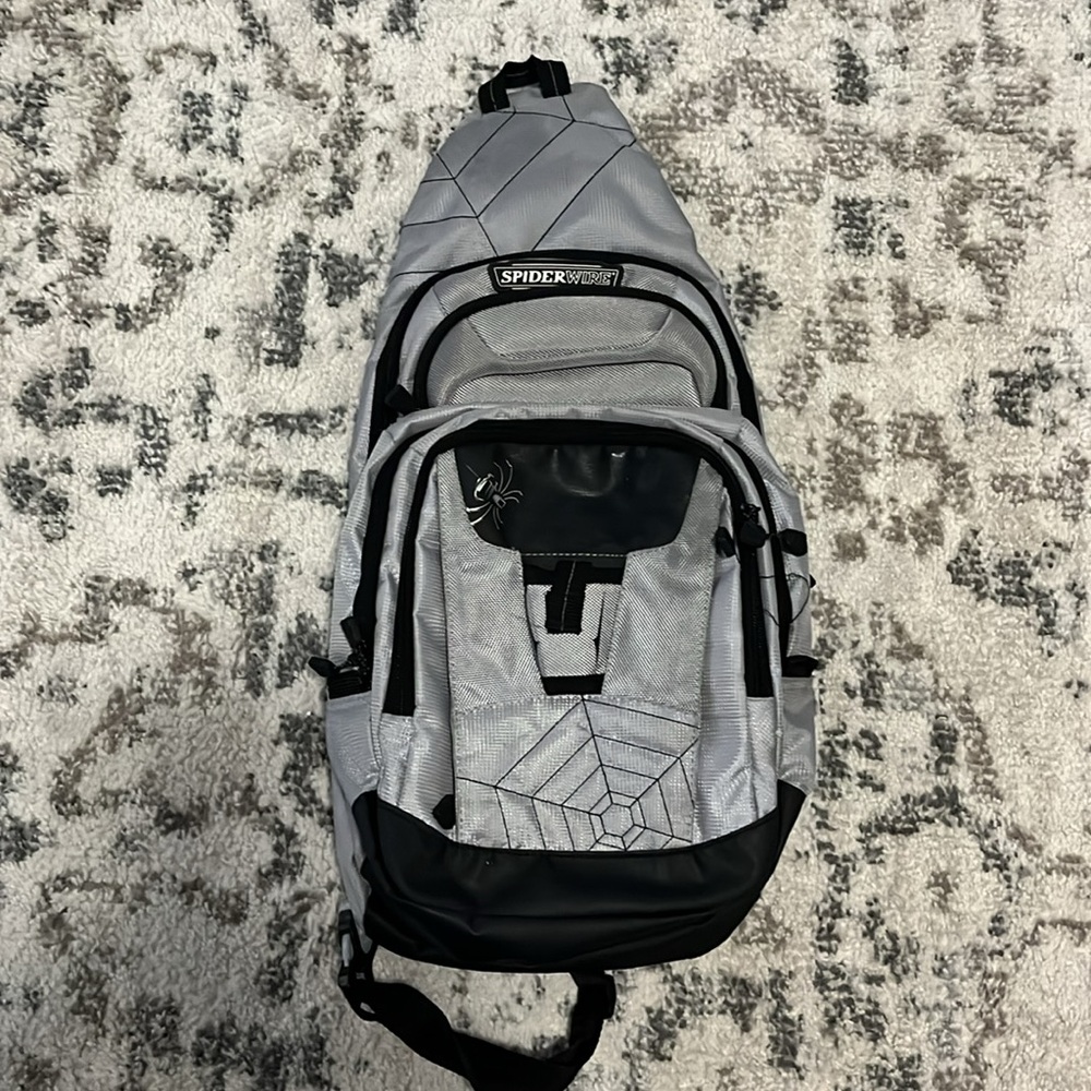 SpiderWire Sling Tackle Backpack for Fishing - Silver Gray One Shoulder